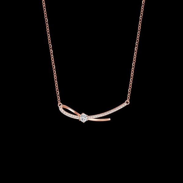 

bow necklace 2021 women's light luxury niche clavicle chain simple design ins tide net red pendant necklaces, Silver