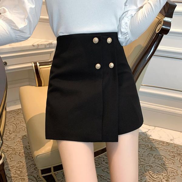 

skirts 2021 a line s-xl plus size summer short korean skirt women high waist school girl solid vintage pleated, Black