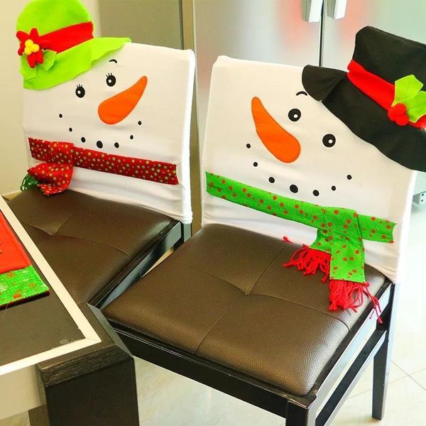 

chair covers funny christmas snowman cover home party decorations dinner table black