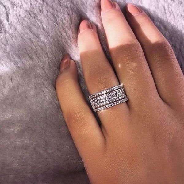 

wedding rings creative roller micro-inlaid ring female fashion personality wild domineering gift proposal jewelry, Slivery;golden