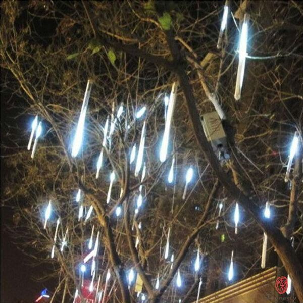 

lawn lamps tree decoration strip light led meteor raining tube christmas holiday festival string 10pcs/set 50cm with ac/dc adaptor eu plug