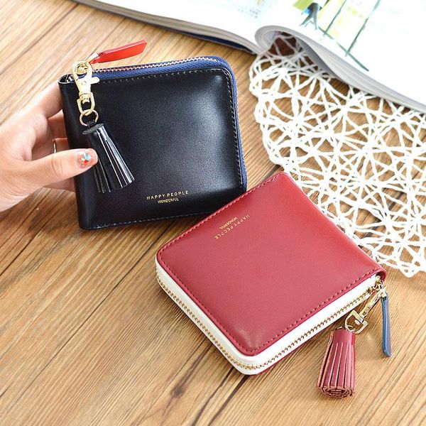

wallets korean version of the ladies short wallet students cute purse, Red;black