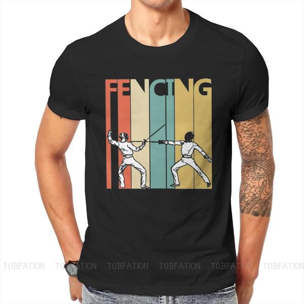

men's t-shirts fencing tshirt for men vintage basic leisure sweatshirts t shirt novelty trendy fluffy, White;black