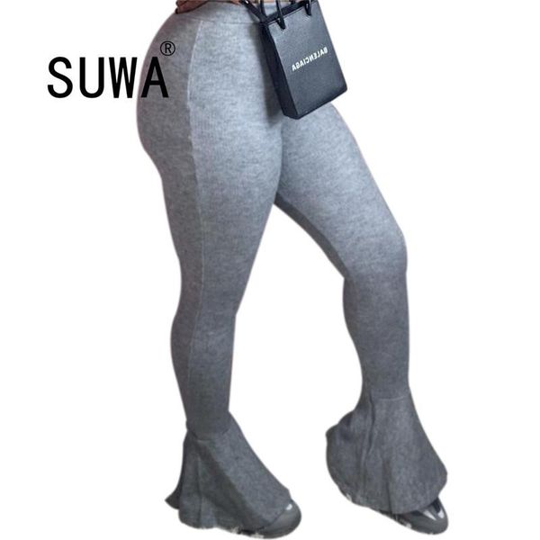 

women's pants & capris wholesale casual girl sport women elastic wide leg flare leggings high waist trousers draped jogger sweatpants, Black;white