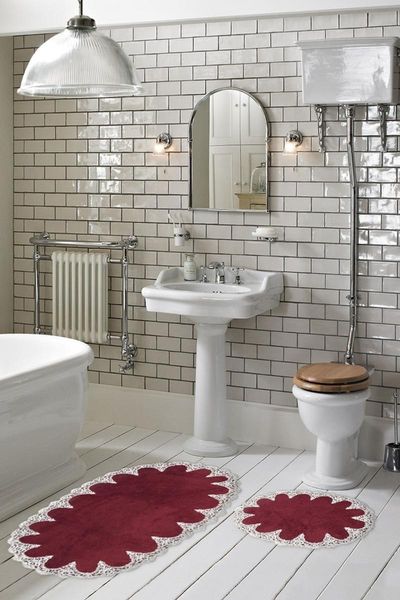 

bath mats oval 2 piece bathroom set (65x115-55x65) claret red zaro15