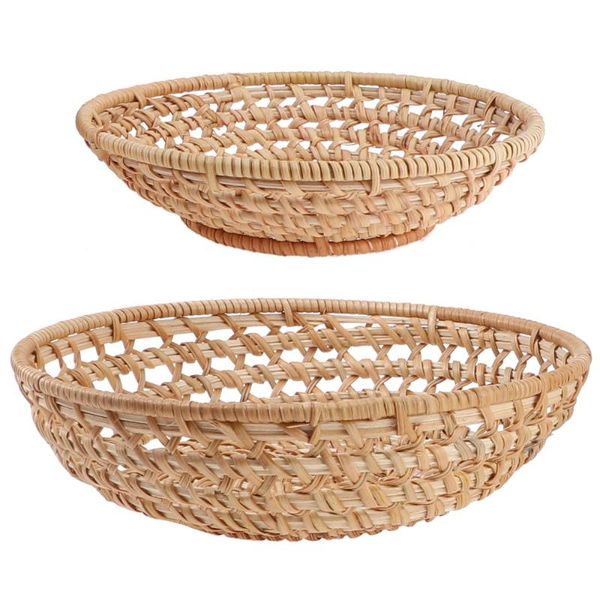 

storage baskets 2pcs snack service plates rattan woven style dessert fruit