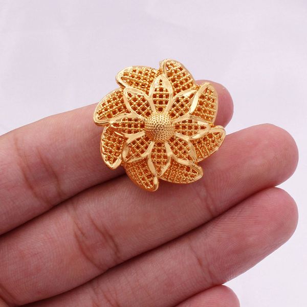 

flower shaped women ring 18k yellow gold filled classic finger dubai jewelry gift, Silver