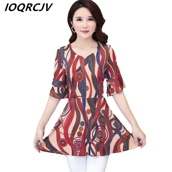 

women's blouses & shirts women chiffon shirt 2021 summer plus size 4xl short-sleeve v neck print loose trumpet sleeve female blouse, White