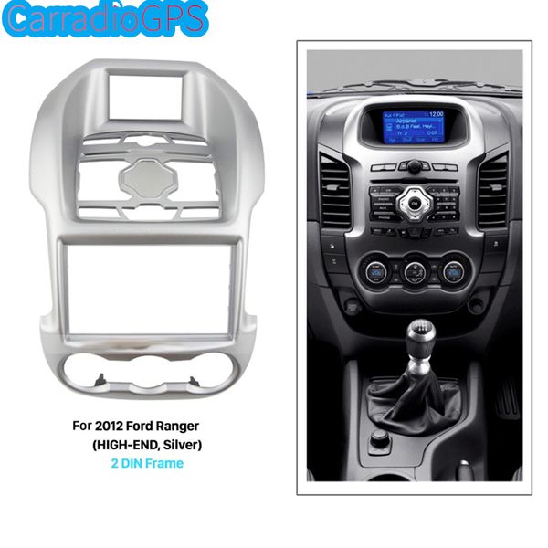 

silver 2din car radio fascia for 2011 2012 2013 ford ranger high-end dvd frame panel audio player dash installation kit