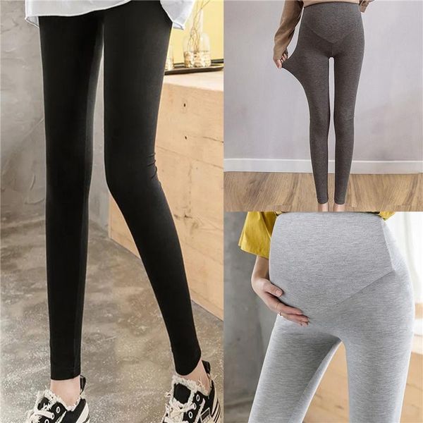 

maternity bottoms plus size pants soft slim high waist pregnant women leggings pregnancy spring ankle length for clothes, White