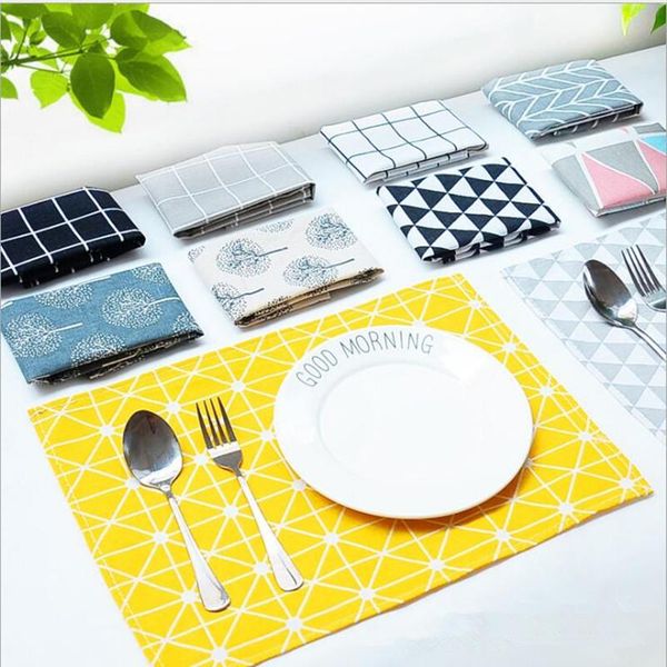 

table runner 40x60cm simple style rectangle quality napkin dinner mats cotton place for decor bowl plate pad coasters 1pc