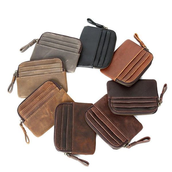 

purse women's genuine leather wallet coin pocket men's short cowhide clutch card bag zip hand, White