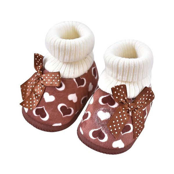

first walkers baby toddler shoes plus velvet padded women's boys and girls bow knot born non-slip