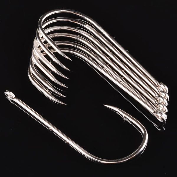 

fishing hooks 100pcs #1/0-#6/0 hook pesca barbed baitholder white color jig big sliced shank high carbon steel