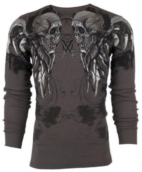 

men's t-shirts autumn winter fashion mens cool 3d printed long sleeve t-shirt rambo skulls biker street style shirt, White;black