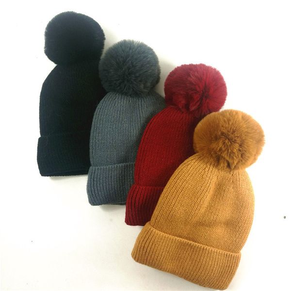 

hat girl autumn and winter woolen hat fashion versatile sweet and lovely warm wool ball knitted hat, Black;white