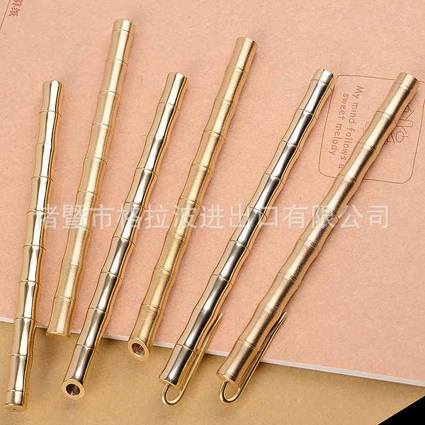 

brass bamboo handmade pen pure copper neutral signature outdoor tactical