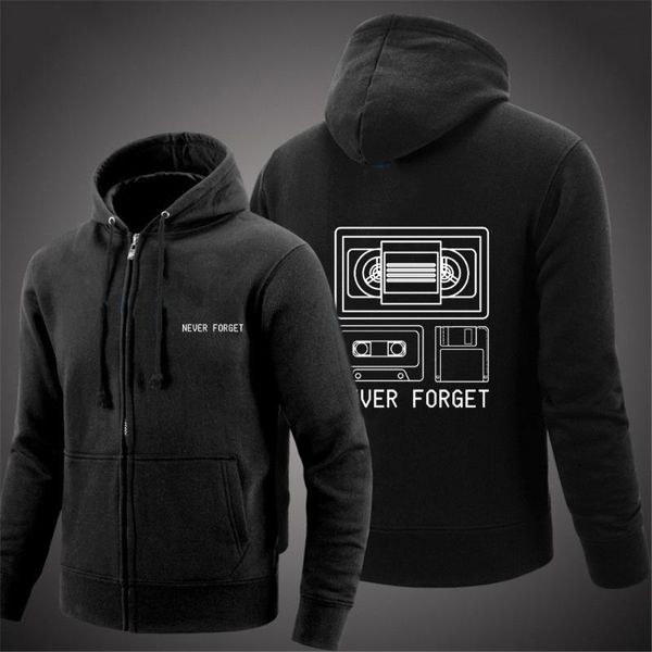 

men's spring autumn never forget sarcastic graphic music logo zipper jackets sweatshirts harajuku hoodies sweatwear coats &, Black