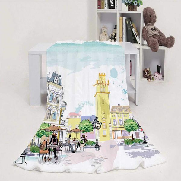 

street cafe.- - paris - france,throw blanket soft fuzzy microfiber sofa couch blanket italy 60''x80''(wxl)