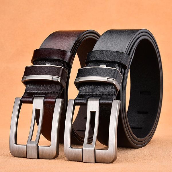 

belts luxury jeans belt fashion business cow genuine leather men male 2021 alloy men's, Black;brown