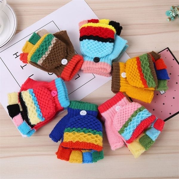 

r5rm winter warm and cold mittens proof children' wool knitted warm and comfortable fingerless gloves gloves for primary school studen, Blue;gray