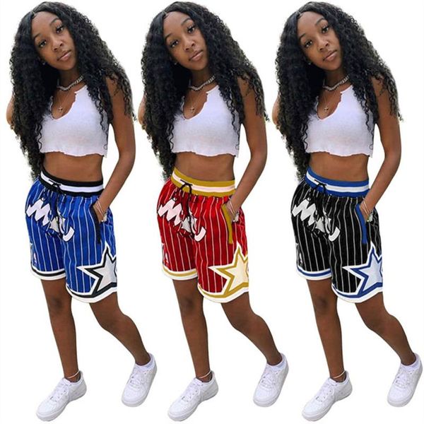 

women's shorts rstylish 2021 s summer women hip hop streetwear print elastic waist knee length sport running, White;black