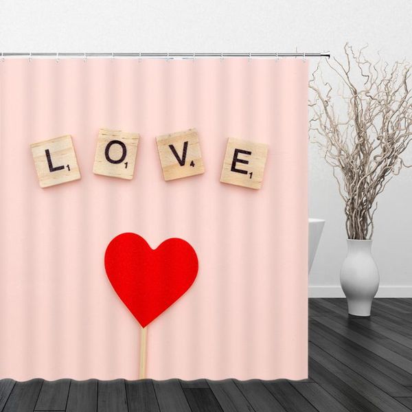 

shower curtains valentine's day theme curtain love red lovely finger villain bath screen bathtub bathroom home waterproof