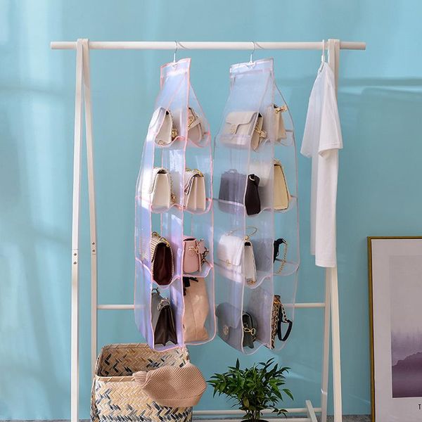 

storage bags pocket hanging handbag organizer organizeforsundrywardrobe closet transparent bag door wall clear
