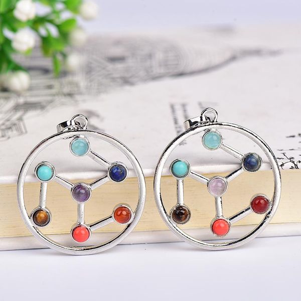 

decorative objects & figurines 1pc natural quartz seven chakras necklac jewelry pendant yoga healing colourful crystal girl boy increase cha