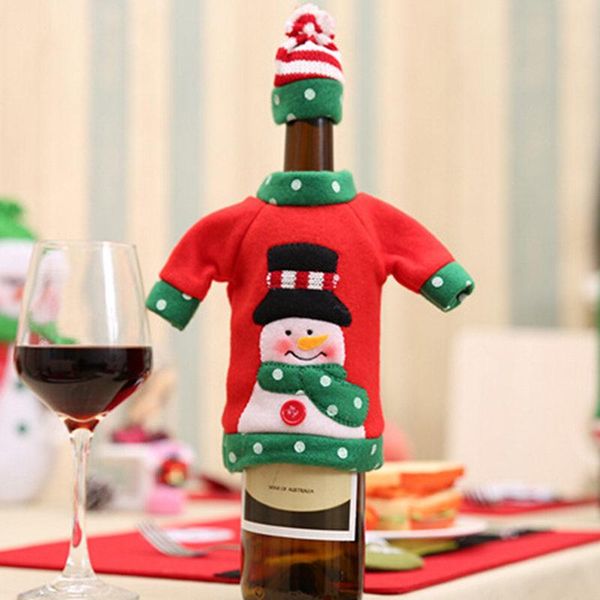 

christmas decorations embroidered wine bottle set red cover bags cute dinner table 2021 suit