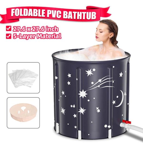 

greeting cards 70x70cm portable folding bath bucket foldable large tub baby swimming pool insulation family bathroom spa sauna