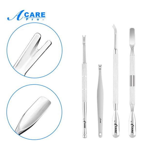 

nail art tools stainless steel cuticle pusher double head spoon remover for manicure care pushers