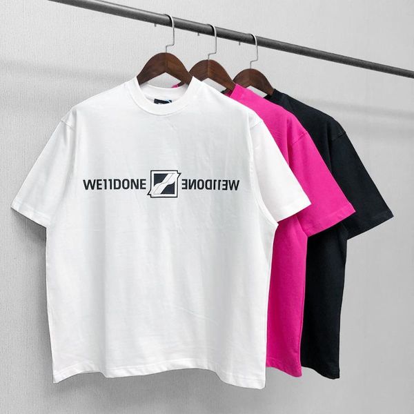 

men's t-shirts fashion casual brand we11done letter logo print tee oversized t-shirt streetwear crop women clothing, White;black