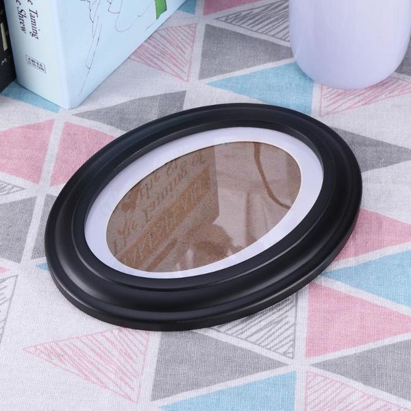 

frames 7 inch classic oval wood picture frame wall hanging decoration - send seamless nail and (black)