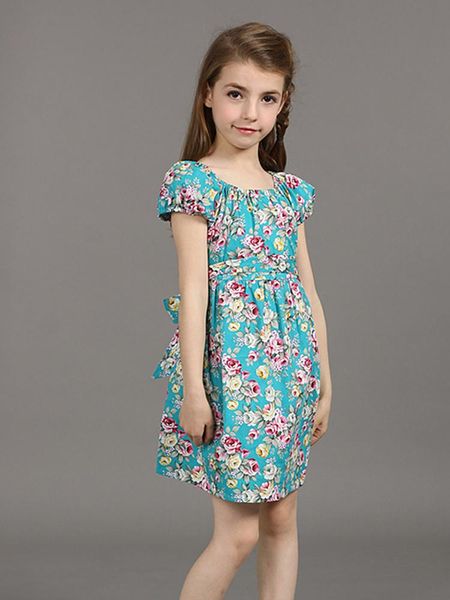 

girl's dresses children's clothing summer girls dress 2021 cotton floral print princess lovely kids child beautiful, Red;yellow
