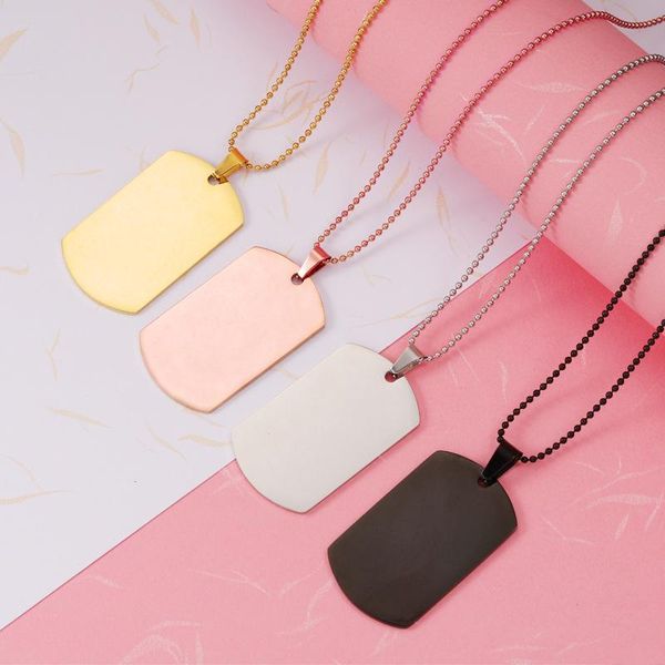 

chains stainless steel jewelry niche trend men's hip-hop necklace army dog tag lnitial, Silver