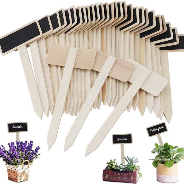 

10pcs mini plant labels wooden chalkboard blackboard markers for flower pot seed potted herbs vegetables label garden decorations