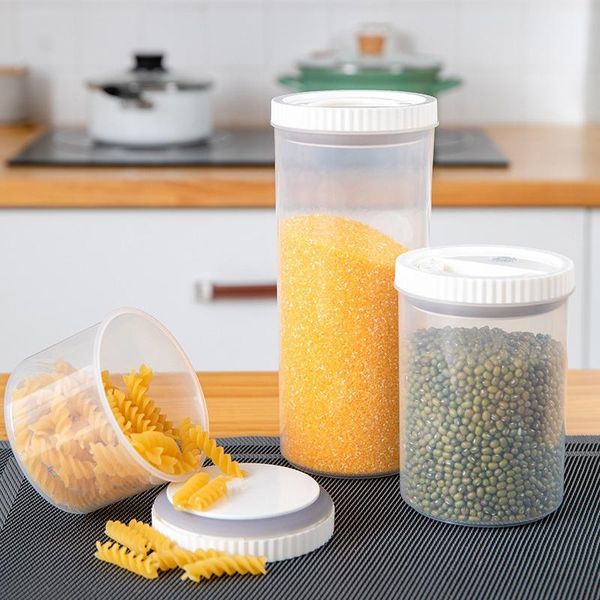 

storage bottles & jars plastic sealed kitchen box transparent food canister keep fresh 1000ml