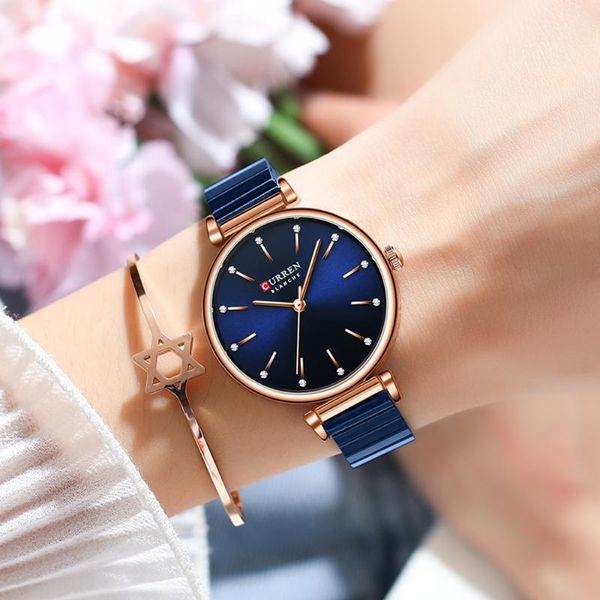 

wristwatches curren fashion women watches ladies quartz clock luxury rhinestone dial for female gift montre femme, Slivery;brown