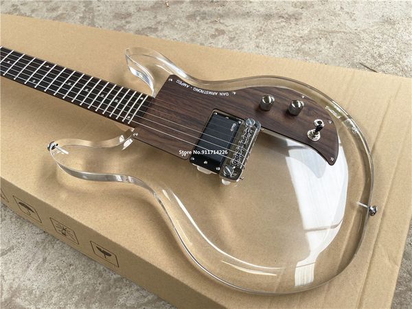 

6 strings acrylic body dan armstrong ampeg electric guitar rosewood pickguard, maple neck, china emg pickup, wrap around tailpiece