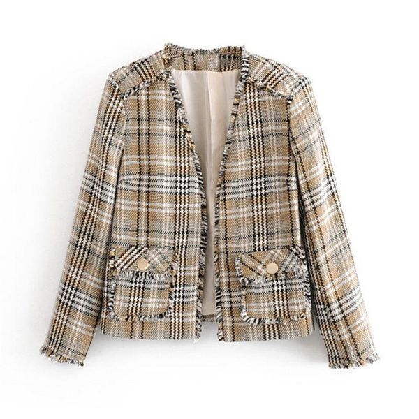 

two piece dress fashion women's sets autumn spring v neck elegant plaid jacket coat + pockets a line chic mini skirt conjunto feminino, White