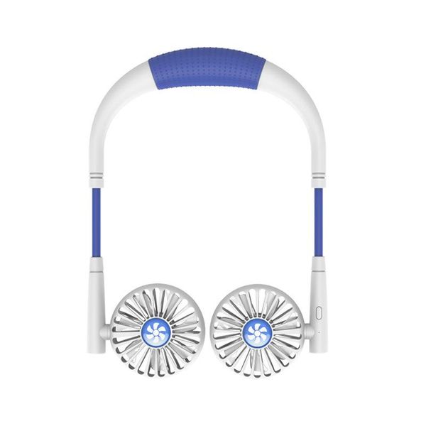 

electric fans hands portable neck fan - rechargeable mini usb personal battery operated for home office travel white&blue