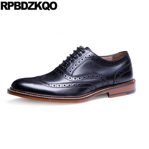 

dress shoes oxfords pointy toe italian wingtip genuine leather men pointed brogue 2021 italy comfort office black real designer