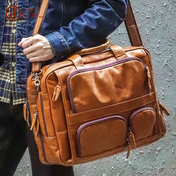 

17 inch leather briefcase large capacity msenger lapmen's computer bag busins