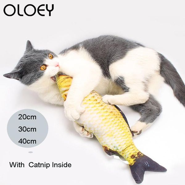

cat toys pet soft plush 3d fish toy shape bite resistant catnip chew simulation playing for