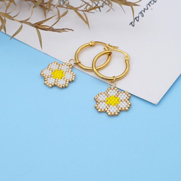 

dangle & chandelier go2boho boho summer earring for women flower ear rings miyuki drop earrings jewelry gift delica seed bead handwoven pend, Silver