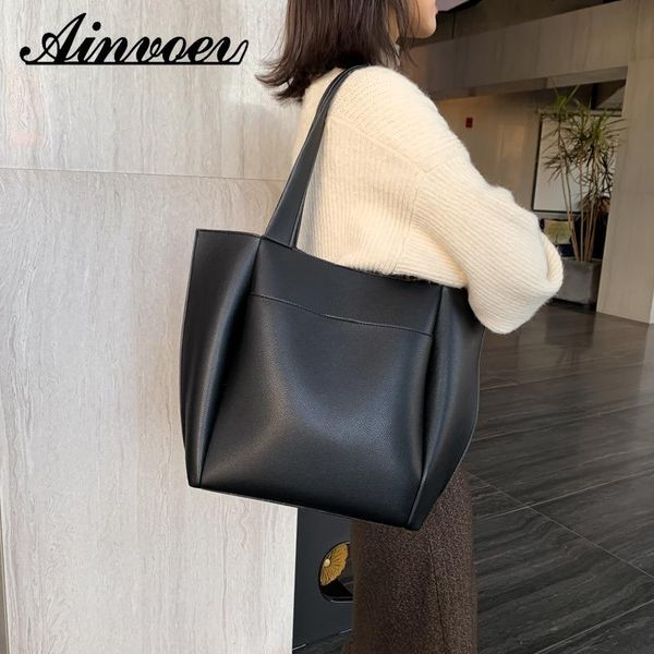 

evening bags ainvoev large-capacity soft leather bag women 2021 korean fashion shoulder portable tote wild bolsa