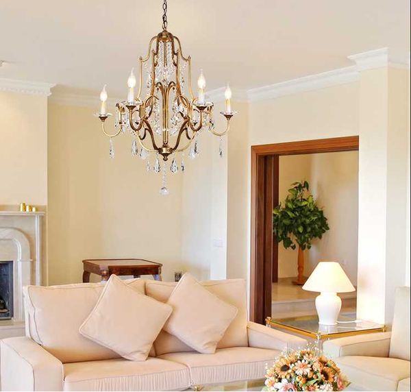 

pendant lamps american country chandelier crystal simple living room lamp restaurant iron art french bedroom candle