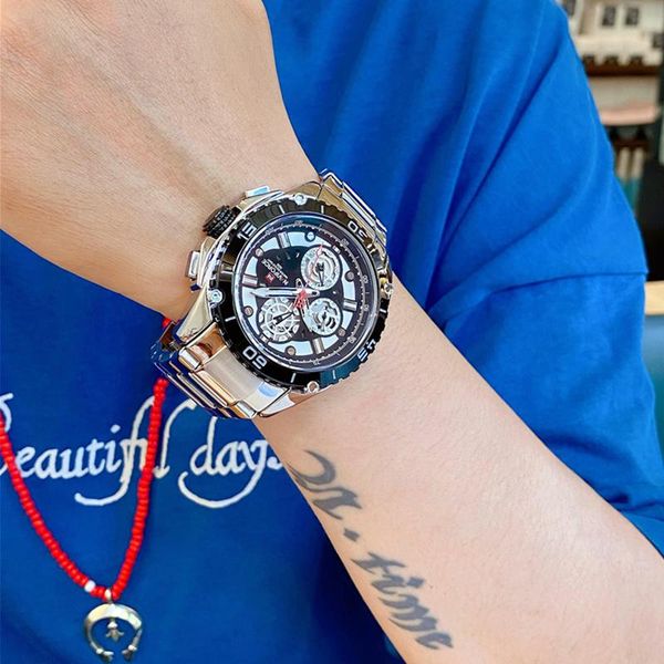 

wristwatches naviforce mens watches with stainless-steel band men sports quartz watch calendar male clock relogio masculino, Slivery;brown