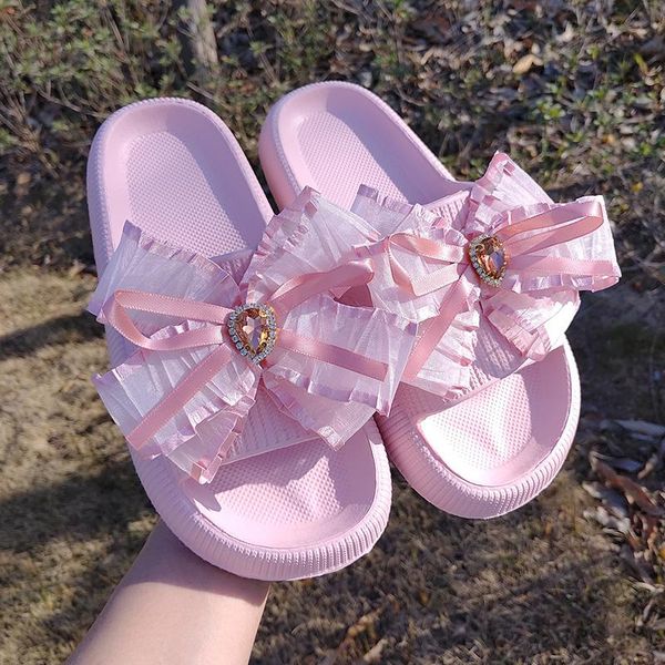 

beach shoes slippers flat luxury slides med platform lady butterfly-knot sabot designer girl fabric pu fashion, Black